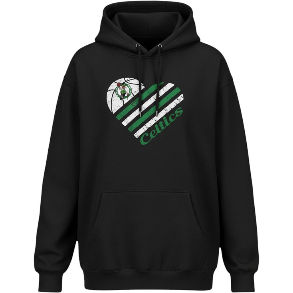 4Her Boston Celtics Womens Black Heart Logo Hoodie NBA Large NEW